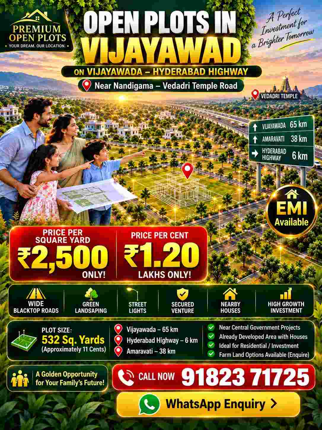 Premium open plots near Nandigama, Vijayawada region