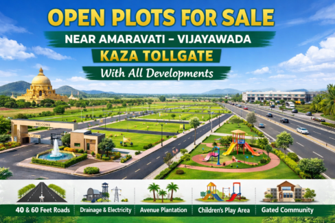 Open plots for sale near Amaravati Vijayawada located at Kaza Tollgate close to Amaravati capital region with highway connectivity and residential development