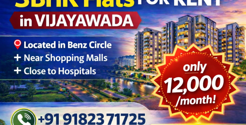 3BHK flats for rent in Vijayawada with modern amenities and spacious rooms